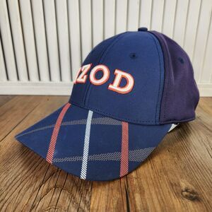 VTG IZOD Golf Fitted Hat Cap Navy Plaid Brim Logo Embroidered Sports Athletic